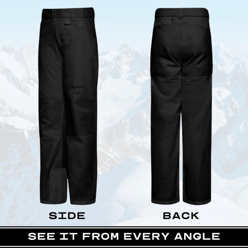 Arctix Kids Snow Pants with Reinforced Knees and Seat, Black, Medium - Image 4